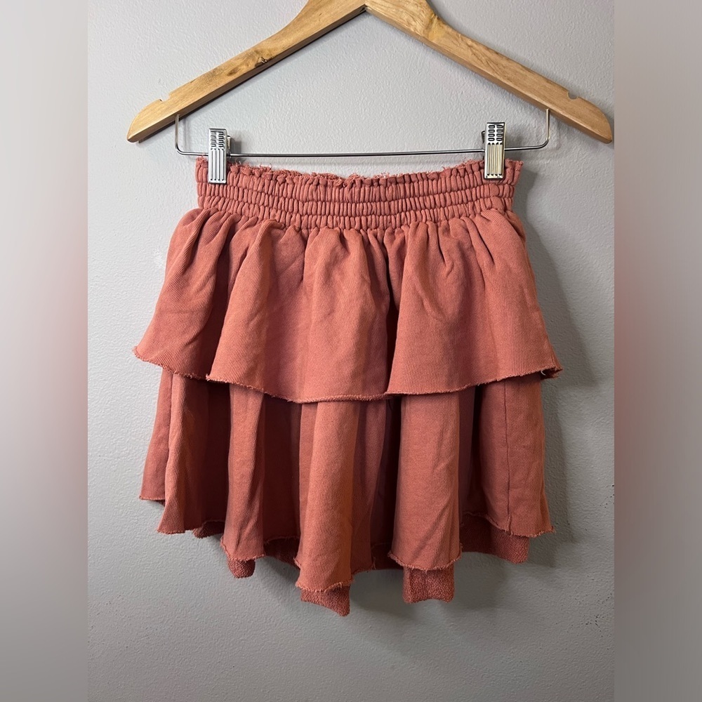 Aerie Hoodie Skirt Ruffled Orange Size Small 100% Cotton